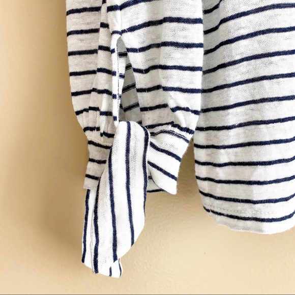 Joie stripe blouse linen tie sleeves RELISTED - Picture 4 of 8